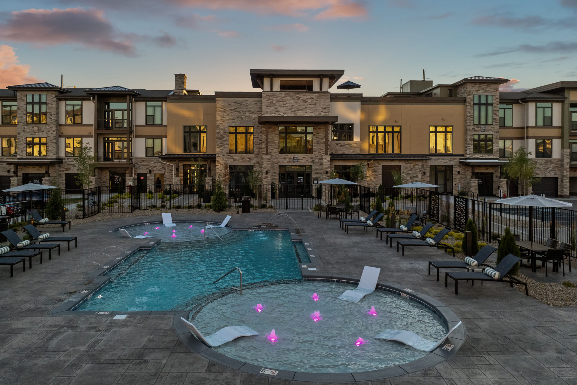 The Steadman Twilight Pool Exterior